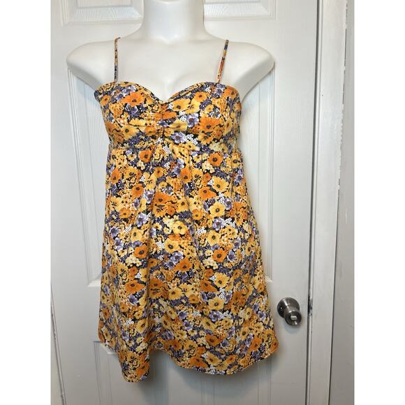 Yellow Floral H&M Sundress with pockets Size M Pre Owned - Picture 1 of 14